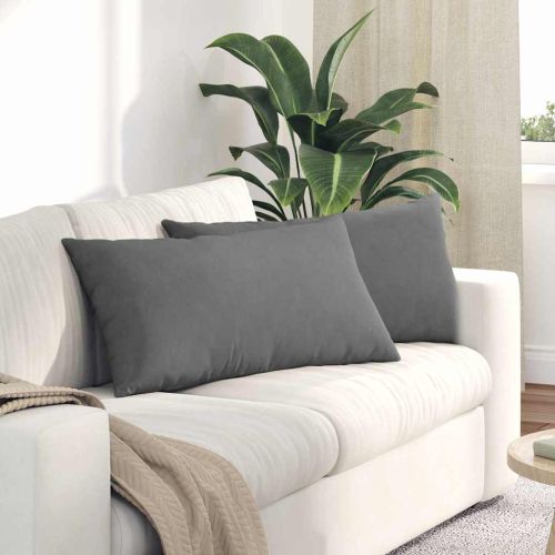 Диван възглавници 2 pcs Тъмен сив 80 x 40 cm текстил