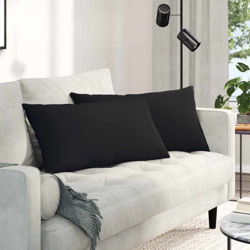 Диван възглавници 2 pcs Черно 80 x 40 cm текстил