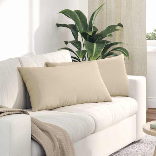 Диван възглавници 2 pcs Крем 80 x 40 cm текстил