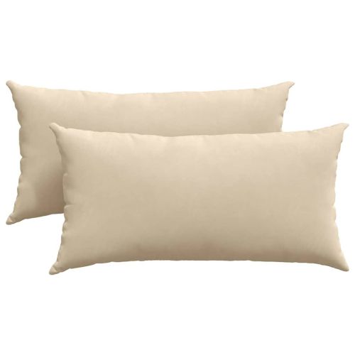 Диван възглавници 2 pcs Крем 80 x 40 cm текстил