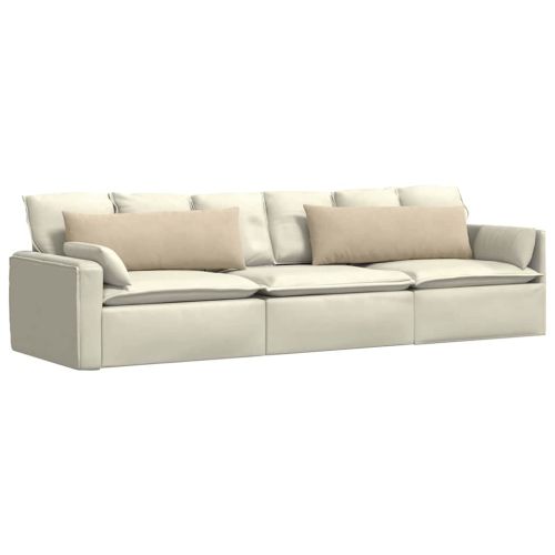 Диван възглавници 2 pcs Крем 120 x 40 cm текстил