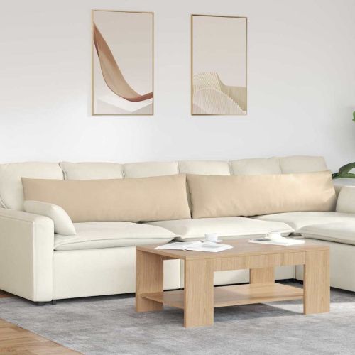 Диван възглавници 2 pcs Крем 145 x 40 см текстил