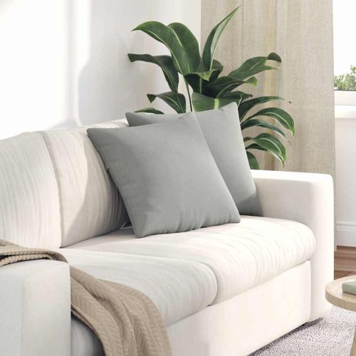 Диван възглавници 2 pcs Светлосиво 45 x 45 cm текстил