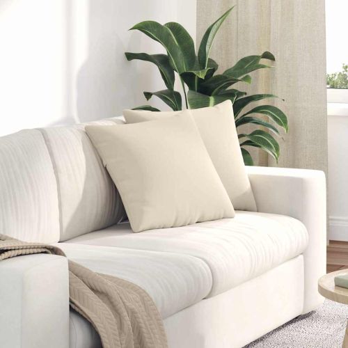 Диван възглавници 2 pcs Бежово 45 x 45 cm текстил