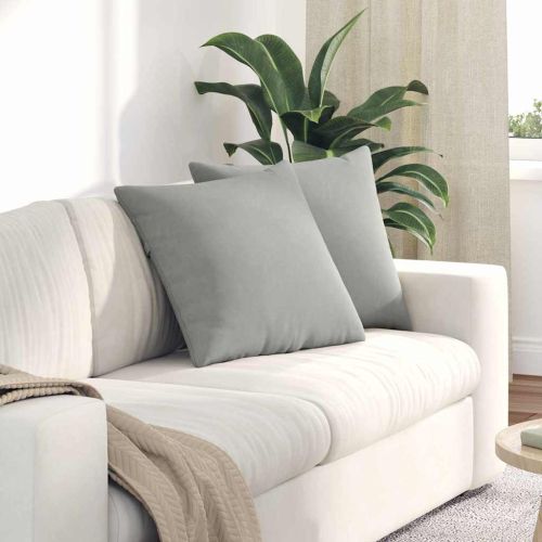 Диван възглавници 2 pcs Светлосиво 50 x 50 cm текстил