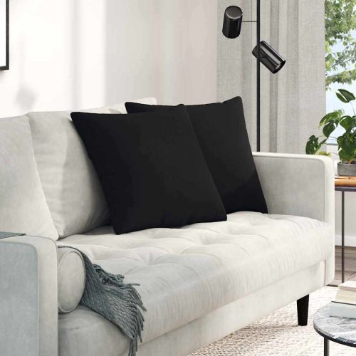 Диван възглавници 2 pcs Черно 50 x 50 cm текстил