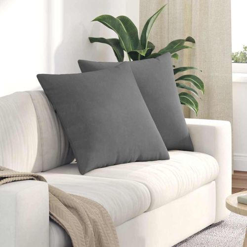 Диван възглавници 2 pcs Тъмен сив 80 x 80 cm текстил