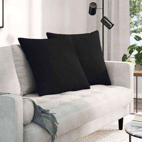 Диван възглавници 2 pcs Черно 80 x 80 cm текстил