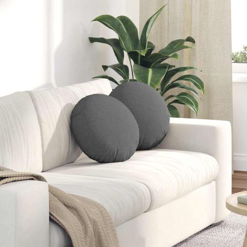 Възглавници за седалки 2 pcs Тъмен сив Ø40 x 13 см текстил