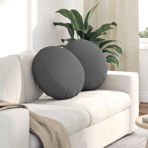 Възглавници за седалки 2 pcs Тъмен сив Ø50 x 19 см текстил