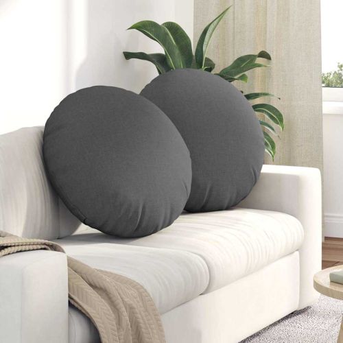 Възглавници за седалки 2 pcs Тъмен сив Ø60 x 21 см текстил