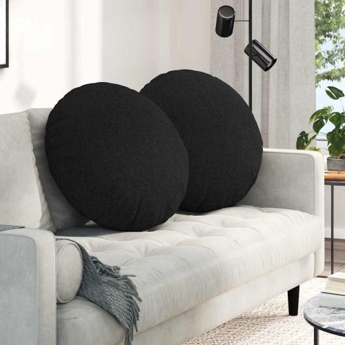 Възглавници за седалки 2 pcs Черно Ø60 x 21 см текстил