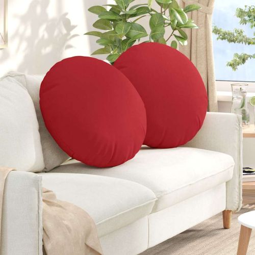 Възглавници за седалки 2 pcs Червено Ø80 x 29 см текстил