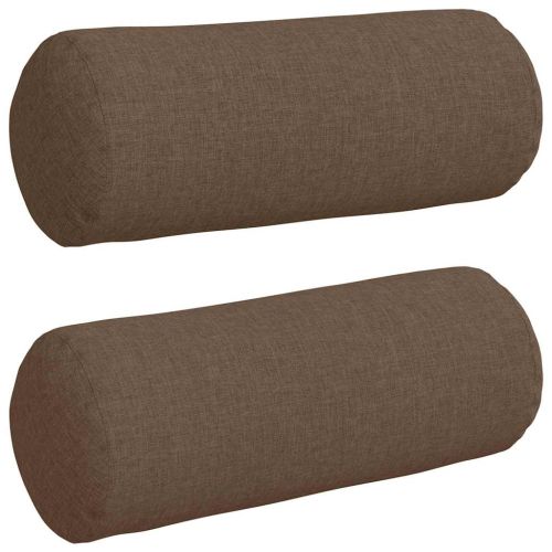 Възглавници валяци 2 pcs Кафяво Ø 15 x 40 см текстил