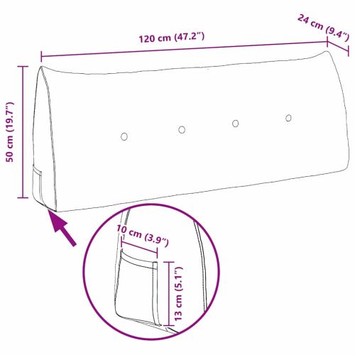 Възглавница за гръб Светло зелено 120 x 24 x 50 см текстил