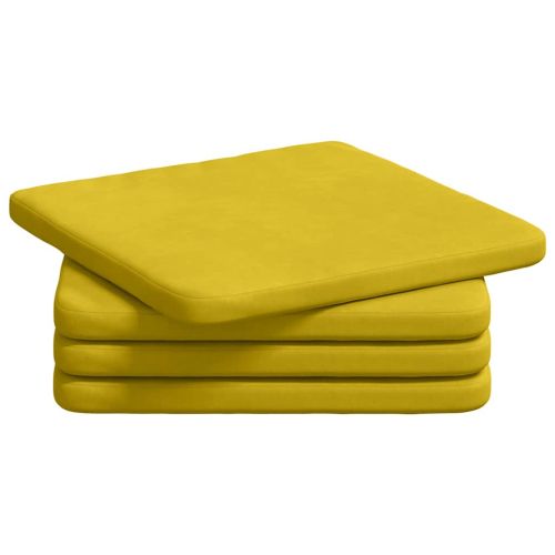 Възглавници за седалки 4 pcs Жълто 40 x 40 x 3 cm Кадифе