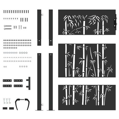 Градинска врата Черно 110 x 130 cm Прахово боядисана стомана