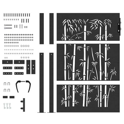 Градинска врата Черно 110 x 155 см Прахово боядисана стомана