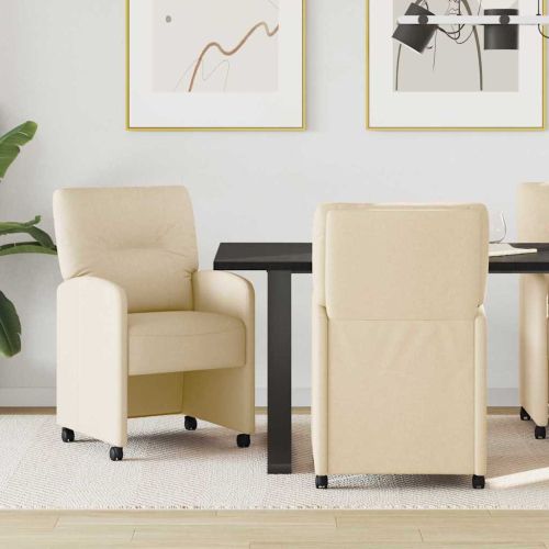 Столове с Колела с колела 2 pcs Крем 57 x 67 x 95 см текстил