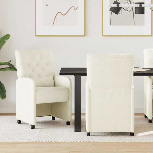Столове с Колела с колела 2 pcs Крем 58 x 67 x 97 см Кадифе