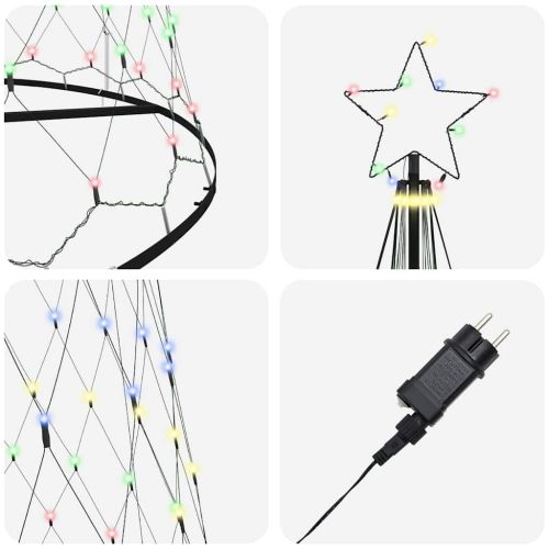 LED Коледна Елха с 455 LED светодиода Многоцветен 399 см Метал