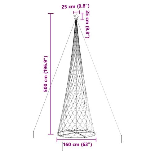 LED Коледна Елха с 555 LED светодиода Хладно бяло 500 cm Метал