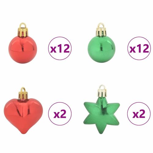 Комплект коледни топки 40 pcs Червено и зелено Пластмаса