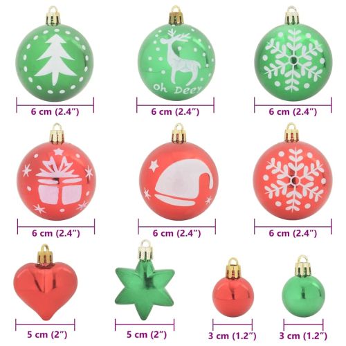 Комплект коледни топки 40 pcs Червено и зелено Пластмаса