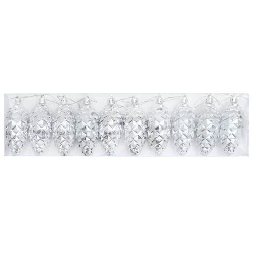 Коледна топка от борови шишарки 40 pcs Сребрист Пластмаса