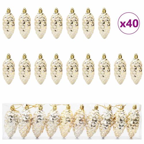 Коледна топка от борови шишарки 40 pcs Златист Пластмаса