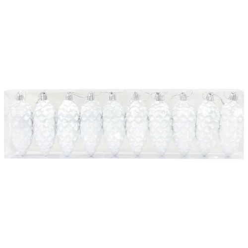 Коледна топка от борови шишарки 40 pcs Бяло Пластмаса