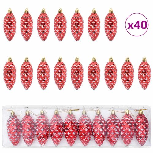 Коледна топка от борови шишарки 40 pcs Червено Пластмаса