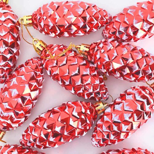 Коледна топка от борови шишарки 40 pcs Червено Пластмаса