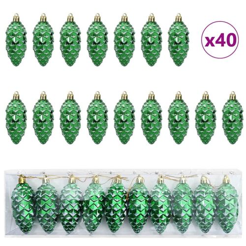 Коледна топка от борови шишарки 40 pcs Зелен Пластмаса
