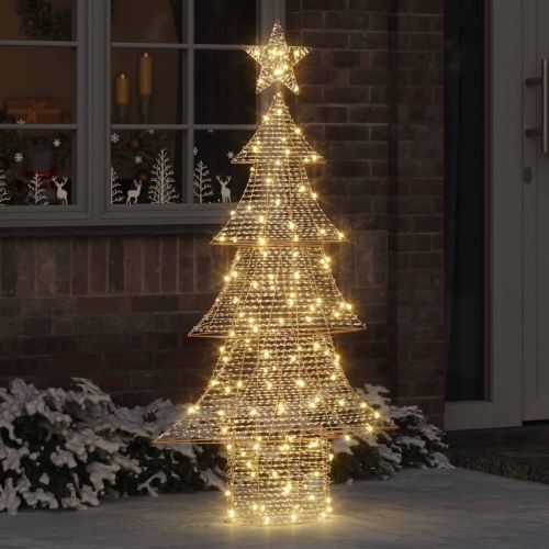 Коледно дърво с 160 LED светодиода Топло бяло 151 cm PET