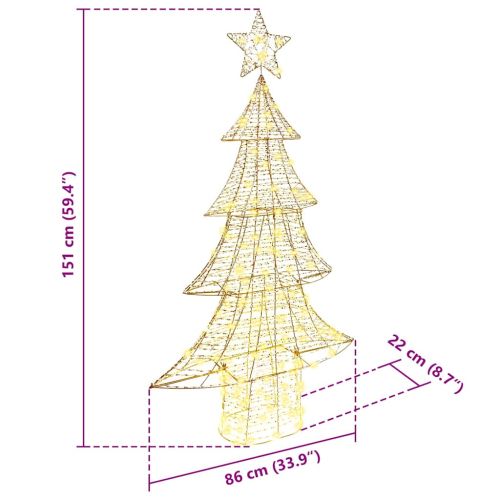 Коледно дърво с 160 LED светодиода Топло бяло 151 cm PET