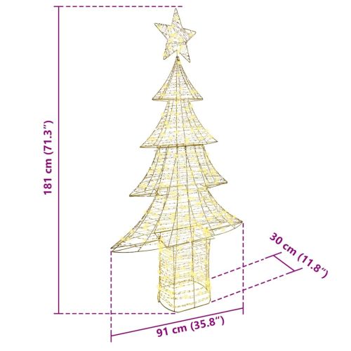 Коледно дърво с 240 LED светодиода Топло бяло 181 cm PET