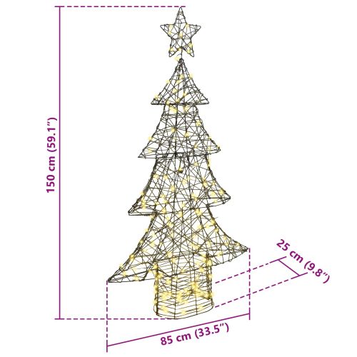 Коледно дърво с 160 LED светодиода Топло бяло 150 cm Ратан