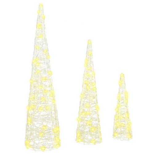 Коледно дърво 3 pcs Топло бяло 20 x 20 x 80 см Акрил