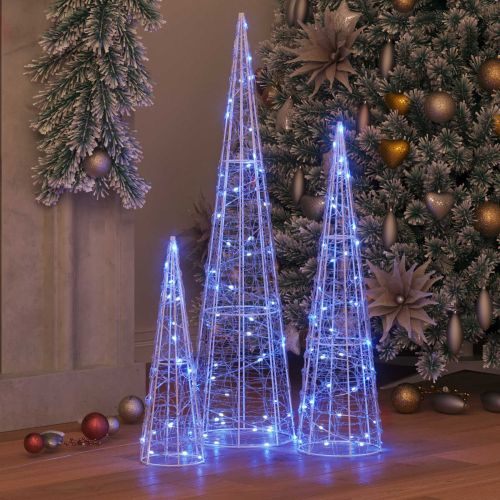 Коледно дърво 3 pcs Синьо 20 x 20 x 80 см Акрил