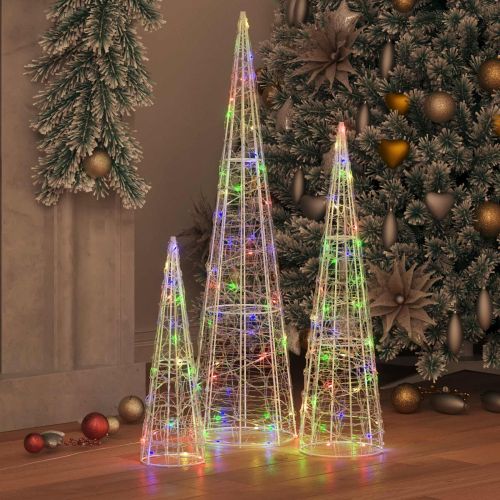Коледно дърво 3 pcs Многоцветен 20 x 20 x 80 см Акрил