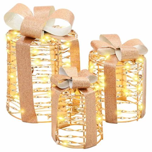 Декорация за Подаръчна Кутия 3 pcs 20 x 20 x 20 см PET