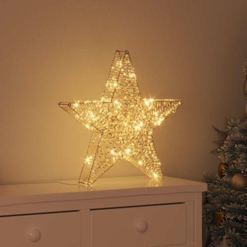 3D звезда с 50 LED светодиода Топло бяло 55 x 52.5 x 9 см PET