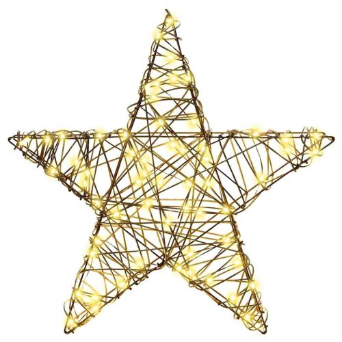 3D звезда с 50 LED светодиода Топло бяло 55 x 52.5 x 9 см Ратан