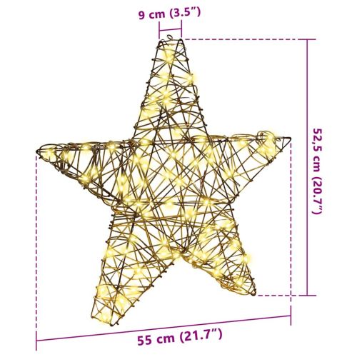3D звезда с 50 LED светодиода Топло бяло 55 x 52.5 x 9 см Ратан