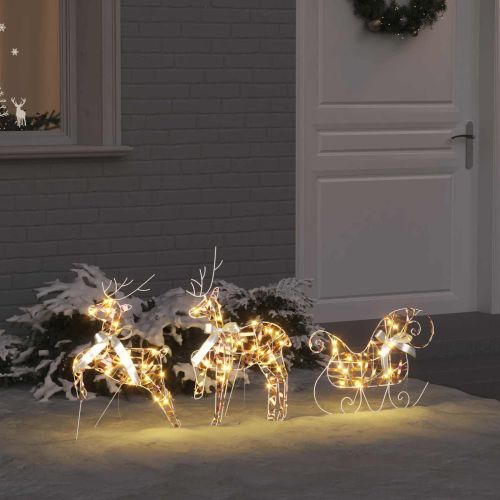 LED елени с 60 LED светодиода 3 pcs Топло бяло PET