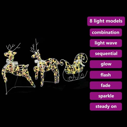 LED елени с 60 LED светодиода 3 pcs Топло бяло PET