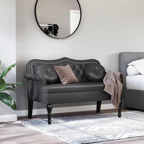 Пейка Честърфилд Черно 120.5 x 65 x 75 см Изкуствена