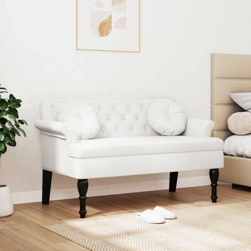 Пейка Честърфилд Бяло 120.5 x 65 x 75 см Изкуствена