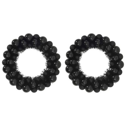 Коледни топки венци 2 pcs Черно 33 x 33 x 7 см Полистирен